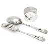 Plain Silver Boxed Christening Fork and Spoon with Matching Napkin Ring