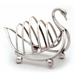 Late Victorian Silver Plated Swan Toast Rack