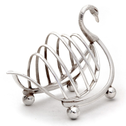 Late Victorian Silver Plated Swan Toast Rack