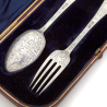 Boxed Victorian Silver Christening Fork and Spoon Beautifully Engraved with Flowers