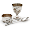 3 pc Silver Christening Set Comprising Egg Cup, Tea Spoon and Napkin Ring