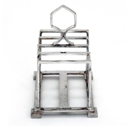 Silver Five Bar Toast Rack with Angular Divisions and Looped Central Handle
