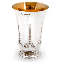 Elkington & Co Silver Beaker with an Unusual Beaded Design