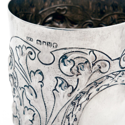 Victorian Silver Beaker with Chased Decoration of Fruit, Foliage and Gargoyles