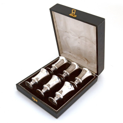 Boxed Set of Six Silver Chalice Shaped Shot Cups