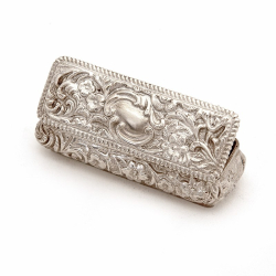 Decorative Edwardian Silver Ring or Trinket Box with a Hinged Lid and Floral Reposse Work
