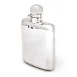 Edwardian Silver Hip Flask with a Plain Body and Bayonet Fitting Hinged Lid