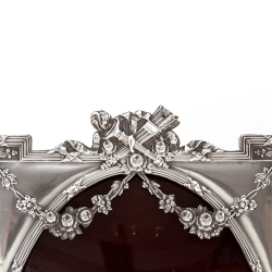 Impressive Neo-Classical Edwardian Silver Picture Frame with Repousse Garland and Stylised Floral Decoration