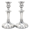 Attractive Pair of Silver Candlesticks with Plain Fluted Columns Leading Down to Fluted Circular Shaped Plain Bases