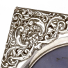 Decorative Square Edwardian Silver Picture Frame with a Border Decorated with Repousse Classical Faces