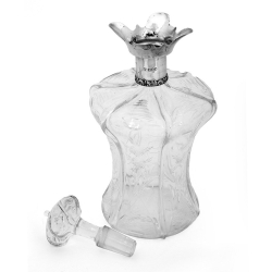 Edwardian Silver and Cut Glass Decanter with a Four Way Silver Pouring Spout