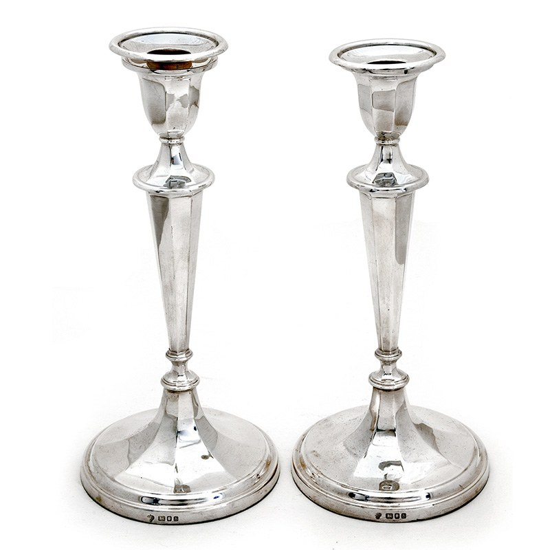 Exceptional Pair of Tessier Silver Candle Sticks