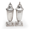 Boxed Four Piece Silver Condiment Set Comprising Salt, Pepper, Mustard Pot and Spoon