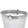 Victorian Silver Plate Ice Pail with a Cut and Frosted Barrel Shaped Glass Body