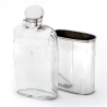 Silver Plated Mappin and Webb Hip Flask with a Plain Glass Body with Faceted Cut Shoulders