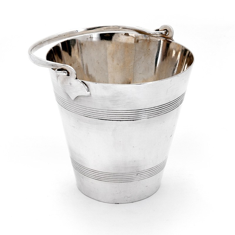 Edwardian Silver Plated Ice Pail Decorated with Two Reeded Bands