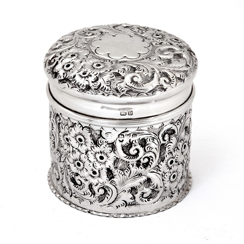 Chester Silver Victorian Dressing Table Jar with a Pull off lid and Gilt Interior