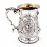 Victorian Silver Pint Mug Chased with Rococo Flowers