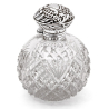 Antique Silver Top Perfume Bottle with a Hinged Scroll Lattice Floral Decoration Lid