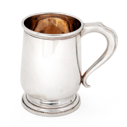 Antique Georgian Style Large Silver Christening Mug with a Plain Body