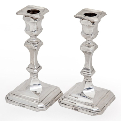 Pair of Unusual Design Silver Thomas Bradbury Candle Sticks
