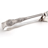 Victorian Queens Pattern Silver Asparagus Tongs with Pierced Floral Blades