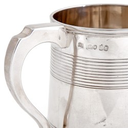 Antique Silver Pint Mug with an Engraved Lion Family Crest