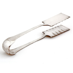 Plain Silver Asparagus Serving Tongs with Ribbed Blades
