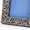 Ornate Antique Edwardian Silver Frame with Blue Velvet Covered Easel Stand