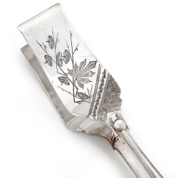 Aesthetic Movement Engraved Pair of Silver Plated Asparagus Tongs