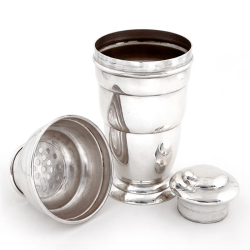 Art Deco Style Silver Plated Cocktail Shaker with Integral Ice Strainer
