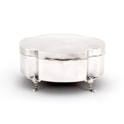 Antique Plain Silver Plated Jewellery Box in a Shaped Oval Form