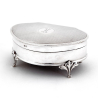 Unusual Silver Jewellery Box with Engine Turning and Engraved M to the Hinged Lid