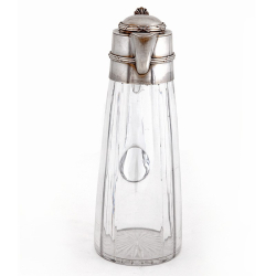French Silver Mounted and Glass Claret Jug with a Hinged Domed Cover Engraved with a Coronet