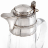 French Silver Mounted and Glass Claret Jug with a Hinged Domed Cover Engraved with a Coronet