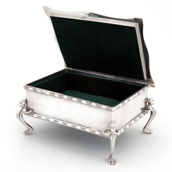 Silver Plated Jewellery Box with Plain Domed Lid and Gargoyle Feet