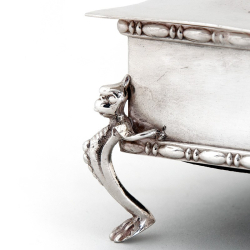 Silver Plated Jewellery Box with Plain Domed Lid and Gargoyle Feet