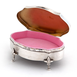 Plain Silver Jewellery Box with a Gilt Hinged Lid and Pink Velvet Lining
