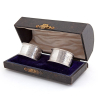 Pair of Silver Edwardian Napkin Rings Fitted in a Black Domed Top Box