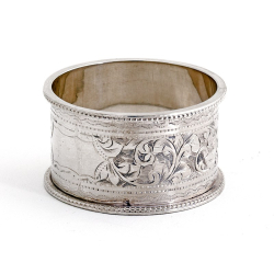Pair of Silver Edwardian Napkin Rings Fitted in a Black Domed Top Box