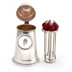 Silver Plated Cocktail Pick Holder in the Shape of a Fire Extinguisher