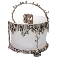Victorian Style Silver Plated Ice Bucket with a Polar Bear Finial