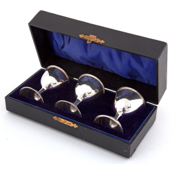 Edwardian Boxed Set of Three Plain Bodied Silver Egg Cups