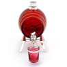 Hukin & Heath Cranberry Glass and Gilt Spirit Barrel with a Silver Plated Spigot
