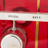 Hukin & Heath Cranberry Glass and Gilt Spirit Barrel with a Silver Plated Spigot