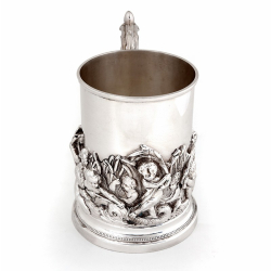 Mappin & Webb Silver Plated Two Pint Tankard Decorated with Cherubs