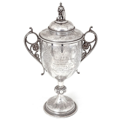 Antique Silver Trophy Cup with a Standing Knight in Armour Finial - Royal Bucks Yeomanry