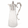 Victorian Silver Plated Claret Jug with Hand Engraved Glass Body with a Vine Leaf Pattern