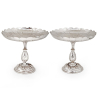 Pair of Antique Elkington Silver Plated Comports with Fluted Scalloped Bowls