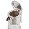 Antique Silver Plated Claret Jug with a Glass Body Shape in the Style of Christopher Dresser